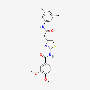 molecular formula C22H23N3O4S B2743198 N-(4-{[(3,5-dimethylphenyl)carbamoyl]methyl}-1,3-thiazol-2-yl)-3,4-dimethoxybenzamide CAS No. 1005295-12-4