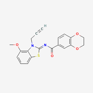 molecular formula C20H16N2O4S B2743200 N-[(2Z)-4-methoxy-3-(prop-2-yn-1-yl)-2,3-dihydro-1,3-benzothiazol-2-ylidene]-2,3-dihydro-1,4-benzodioxine-6-carboxamide CAS No. 868674-24-2