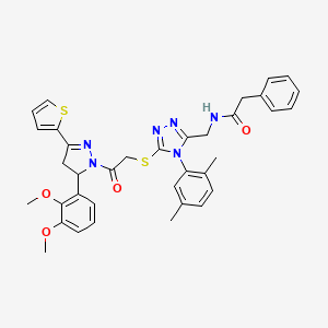 N-((5-((2-(5-(2,3-dimethoxyphenyl)-3-(thiophen-2-yl)-4,5-dihydro-1H-pyrazol-1-yl)-2-oxoethyl)thio)-4-(2,5-dimethylphenyl)-4H-1,2,4-triazol-3-yl)methyl)-2-phenylacetamide