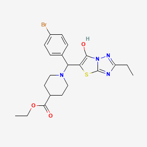 Ethyl 1-((4-bromophenyl)(2-ethyl-6-hydroxythiazolo[3,2-b][1,2,4]triazol-5-yl)methyl)piperidine-4-carboxylate