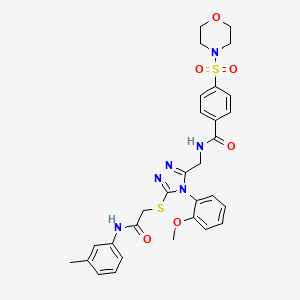 molecular formula C30H32N6O6S2 B2743218 N-{[4-(2-methoxyphenyl)-5-({[(3-methylphenyl)carbamoyl]methyl}sulfanyl)-4H-1,2,4-triazol-3-yl]methyl}-4-(morpholine-4-sulfonyl)benzamide CAS No. 309967-84-8