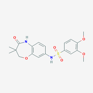 molecular formula C19H22N2O6S B2743226 N-(3,3-dimethyl-4-oxo-2,3,4,5-tetrahydrobenzo[b][1,4]oxazepin-8-yl)-3,4-dimethoxybenzenesulfonamide CAS No. 922125-32-4