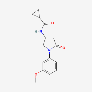 molecular formula C15H18N2O3 B2743229 N-[1-(3-methoxyphenyl)-5-oxopyrrolidin-3-yl]cyclopropanecarboxamide CAS No. 896270-43-2