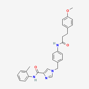 B2743259 1-(4-(3-(4-methoxyphenyl)propanamido)benzyl)-N-(o-tolyl)-1H-imidazole-4-carboxamide CAS No. 1251608-83-9