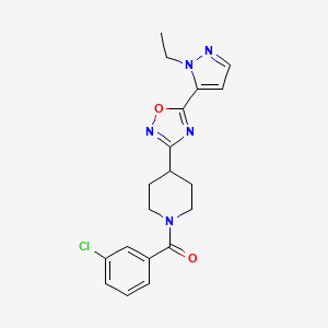 (3-chlorophenyl)(4-(5-(1-ethyl-1H-pyrazol-5-yl)-1,2,4-oxadiazol-3-yl)piperidin-1-yl)methanone