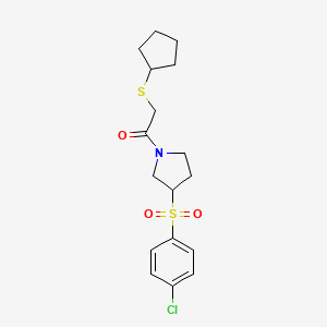 1-(3-((4-Chlorophenyl)sulfonyl)pyrrolidin-1-yl)-2-(cyclopentylthio)ethanone