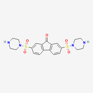molecular formula C21H24N4O5S2 B2743306 2,7-Bis(piperazin-1-ylsulfonyl)fluoren-9-one CAS No. 321685-52-3
