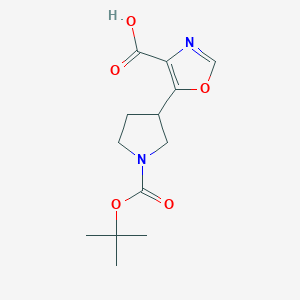 molecular formula C13H18N2O5 B2743308 5-(1-(tert-Butoxycarbonyl)pyrrolidin-3-yl)oxazole-4-carboxylic acid CAS No. 1874188-30-3