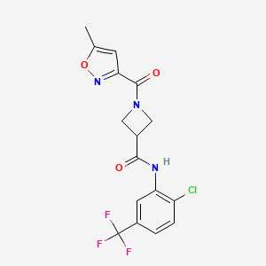molecular formula C16H13ClF3N3O3 B2743310 N-[2-chloro-5-(trifluoromethyl)phenyl]-1-(5-methyl-1,2-oxazole-3-carbonyl)azetidine-3-carboxamide CAS No. 1396875-07-2