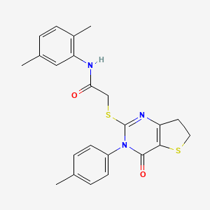 molecular formula C23H23N3O2S2 B2743315 N-(2,5-dimethylphenyl)-2-{[3-(4-methylphenyl)-4-oxo-3H,4H,6H,7H-thieno[3,2-d]pyrimidin-2-yl]sulfanyl}acetamide CAS No. 686771-39-1