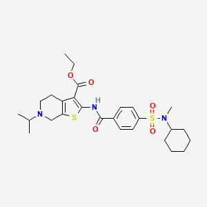 molecular formula C27H37N3O5S2 B2743343 ethyl 2-{4-[cyclohexyl(methyl)sulfamoyl]benzamido}-6-(propan-2-yl)-4H,5H,6H,7H-thieno[2,3-c]pyridine-3-carboxylate CAS No. 449768-17-6
