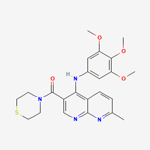 B2743362 (7-Methyl-4-((3,4,5-trimethoxyphenyl)amino)-1,8-naphthyridin-3-yl)(thiomorpholino)methanone CAS No. 1251570-76-9