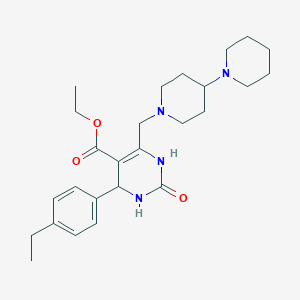 molecular formula C26H38N4O3 B2743371 Ethyl 6-({[1,4'-bipiperidine]-1'-yl}methyl)-4-(4-ethylphenyl)-2-oxo-1,2,3,4-tetrahydropyrimidine-5-carboxylate CAS No. 1260983-98-9