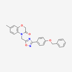 molecular formula C25H21N3O4 B2743387 4-({3-[4-(benzyloxy)phenyl]-1,2,4-oxadiazol-5-yl}methyl)-7-methyl-3,4-dihydro-2H-1,4-benzoxazin-3-one CAS No. 1358339-04-4