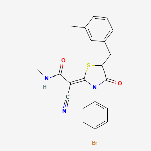 molecular formula C21H18BrN3O2S B2743399 (Z)-2-(3-(4-bromophenyl)-5-(3-methylbenzyl)-4-oxothiazolidin-2-ylidene)-2-cyano-N-methylacetamide CAS No. 786678-94-2