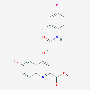 molecular formula C19H13F3N2O4 B2743407 METHYL 4-{[(2,4-DIFLUOROPHENYL)CARBAMOYL]METHOXY}-6-FLUOROQUINOLINE-2-CARBOXYLATE CAS No. 1358224-44-8