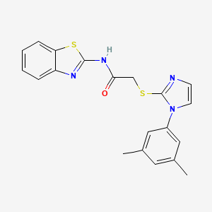 molecular formula C20H18N4OS2 B2743423 N-(1,3-benzothiazol-2-yl)-2-{[1-(3,5-dimethylphenyl)-1H-imidazol-2-yl]sulfanyl}acetamide CAS No. 851132-05-3