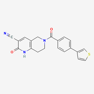 2-Oxo-6-(4-(thiophen-3-yl)benzoyl)-1,2,5,6,7,8-hexahydro-1,6-naphthyridine-3-carbonitrile