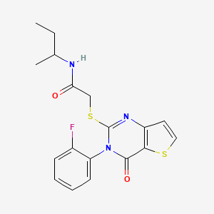 molecular formula C18H18FN3O2S2 B2743490 N-(butan-2-yl)-2-{[3-(2-fluorophenyl)-4-oxo-3,4-dihydrothieno[3,2-d]pyrimidin-2-yl]sulfanyl}acetamide CAS No. 1261019-65-1