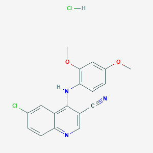 6-Chloro-4-((2,4-dimethoxyphenyl)amino)quinoline-3-carbonitrile hydrochloride