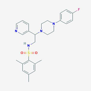 N-[2-[4-(4-fluorophenyl)piperazin-1-yl]-2-pyridin-3-ylethyl]-2,4,6-trimethylbenzenesulfonamide