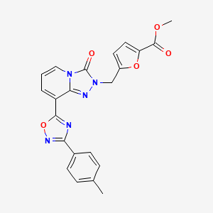 molecular formula C22H17N5O5 B2743533 methyl 5-({8-[3-(4-methylphenyl)-1,2,4-oxadiazol-5-yl]-3-oxo-2H,3H-[1,2,4]triazolo[4,3-a]pyridin-2-yl}methyl)furan-2-carboxylate CAS No. 1251572-80-1
