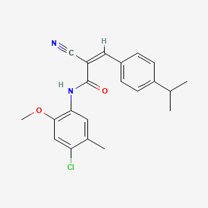 molecular formula C21H21ClN2O2 B2743558 (Z)-N-(4-Chloro-2-methoxy-5-methylphenyl)-2-cyano-3-(4-propan-2-ylphenyl)prop-2-enamide CAS No. 466649-38-7