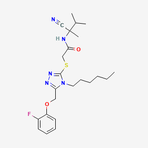 N-(2-cyano-3-methylbutan-2-yl)-2-[[5-[(2-fluorophenoxy)methyl]-4-hexyl-1,2,4-triazol-3-yl]sulfanyl]acetamide