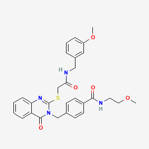 molecular formula C29H30N4O5S B2743581 N-(2-methoxyethyl)-4-({2-[({[(3-methoxyphenyl)methyl]carbamoyl}methyl)sulfanyl]-4-oxo-3,4-dihydroquinazolin-3-yl}methyl)benzamide CAS No. 1115324-31-6