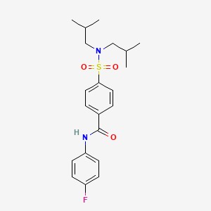 molecular formula C21H27FN2O3S B2743628 4-[bis(2-methylpropyl)sulfamoyl]-N-(4-fluorophenyl)benzamide CAS No. 864456-48-4