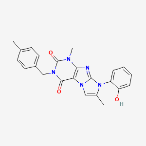 molecular formula C23H21N5O3 B2743650 8-(2-hydroxyphenyl)-1,7-dimethyl-3-(4-methylbenzyl)-1H-imidazo[2,1-f]purine-2,4(3H,8H)-dione CAS No. 919009-11-3