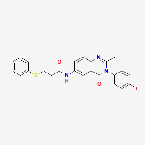 molecular formula C24H20FN3O2S B2743679 N-(3-(4-fluorophenyl)-2-methyl-4-oxo-3,4-dihydroquinazolin-6-yl)-3-(phenylthio)propanamide CAS No. 1105238-32-1