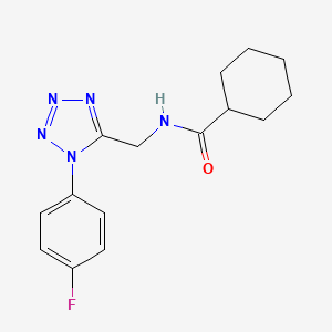 molecular formula C15H18FN5O B2743714 N-((1-(4-fluorophenyl)-1H-tetrazol-5-yl)methyl)cyclohexanecarboxamide CAS No. 897623-38-0