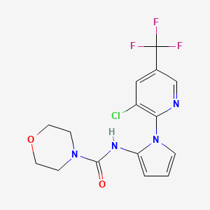 molecular formula C15H14ClF3N4O2 B2743715 N-{1-[3-chloro-5-(trifluoromethyl)-2-pyridinyl]-1H-pyrrol-2-yl}-4-morpholinecarboxamide CAS No. 338407-68-4