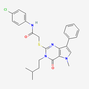 molecular formula C26H27ClN4O2S B2743717 N-(4-chlorophenyl)-2-{[5-methyl-3-(3-methylbutyl)-4-oxo-7-phenyl-3H,4H,5H-pyrrolo[3,2-d]pyrimidin-2-yl]sulfanyl}acetamide CAS No. 1115371-15-7