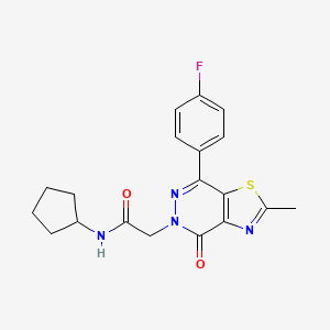 molecular formula C19H19FN4O2S B2743725 N-cyclopentyl-2-(7-(4-fluorophenyl)-2-methyl-4-oxothiazolo[4,5-d]pyridazin-5(4H)-yl)acetamide CAS No. 941897-91-2