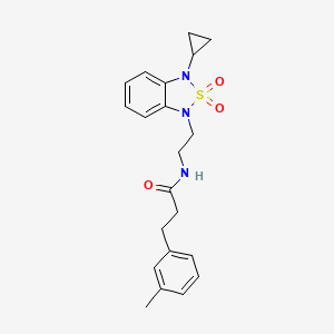 molecular formula C21H25N3O3S B2743732 N-[2-(3-cyclopropyl-2,2-dioxo-1,3-dihydro-2lambda6,1,3-benzothiadiazol-1-yl)ethyl]-3-(3-methylphenyl)propanamide CAS No. 2097903-70-1
