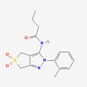 molecular formula C16H19N3O3S B2743736 N-[2-(2-methylphenyl)-5,5-dioxo-2H,4H,6H-5lambda6-thieno[3,4-c]pyrazol-3-yl]butanamide CAS No. 449785-03-9