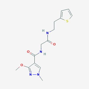 3-methoxy-1-methyl-N-(2-oxo-2-((2-(thiophen-2-yl)ethyl)amino)ethyl)-1H-pyrazole-4-carboxamide