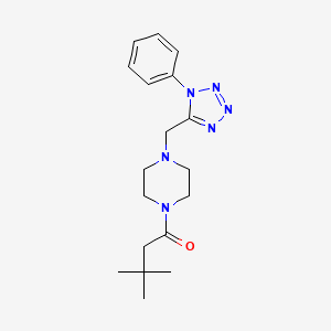 molecular formula C18H26N6O B2743751 3,3-dimethyl-1-(4-((1-phenyl-1H-tetrazol-5-yl)methyl)piperazin-1-yl)butan-1-one CAS No. 1021226-19-6