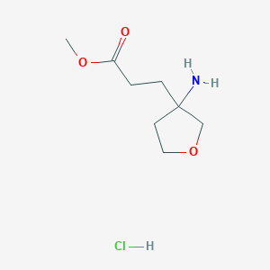 molecular formula C8H16ClNO3 B2743758 Methyl 3-(3-aminooxolan-3-yl)propanoate hydrochloride CAS No. 2219370-69-9