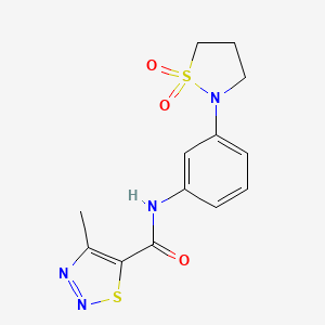 molecular formula C13H14N4O3S2 B2743762 N-(3-(1,1-dioxidoisothiazolidin-2-yl)phenyl)-4-methyl-1,2,3-thiadiazole-5-carboxamide CAS No. 1209650-93-0