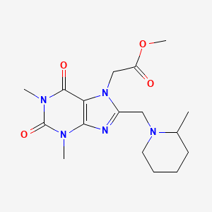 molecular formula C17H25N5O4 B2743784 methyl {1,3-dimethyl-8-[(2-methylpiperidin-1-yl)methyl]-2,6-dioxo-1,2,3,6-tetrahydro-7H-purin-7-yl}acetate CAS No. 838904-03-3