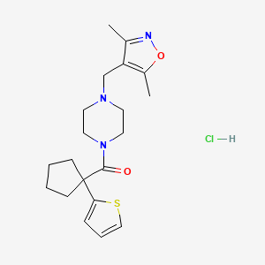 (4-((3,5-Dimethylisoxazol-4-yl)methyl)piperazin-1-yl)(1-(thiophen-2-yl)cyclopentyl)methanone hydrochloride