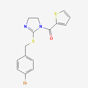 [2-[(4-Bromophenyl)methylsulfanyl]-4,5-dihydroimidazol-1-yl]-thiophen-2-ylmethanone