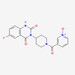 3-(4-(6-fluoro-2,4-dioxo-1,2-dihydroquinazolin-3(4H)-yl)piperidine-1-carbonyl)pyridine 1-oxide