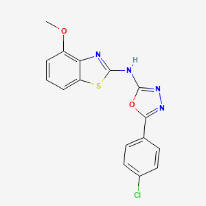 molecular formula C16H11ClN4O2S B2743878 N-[5-(4-CHLOROPHENYL)-1,3,4-OXADIAZOL-2-YL]-4-METHOXY-1,3-BENZOTHIAZOL-2-AMINE CAS No. 862974-29-6
