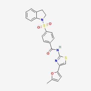 4-(indolin-1-ylsulfonyl)-N-(4-(5-methylfuran-2-yl)thiazol-2-yl)benzamide