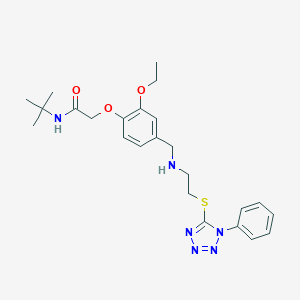molecular formula C24H32N6O3S B274395 N-TERT-BUTYL-2-{2-ETHOXY-4-[({2-[(1-PHENYL-1H-1,2,3,4-TETRAZOL-5-YL)SULFANYL]ETHYL}AMINO)METHYL]PHENOXY}ACETAMIDE 
