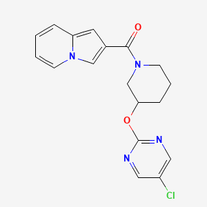 molecular formula C18H17ClN4O2 B2743964 (3-((5-Chloropyrimidin-2-yl)oxy)piperidin-1-yl)(indolizin-2-yl)methanone CAS No. 2034330-51-1